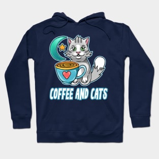 Coffee and Cats funny cute cats coffee lovers Hoodie